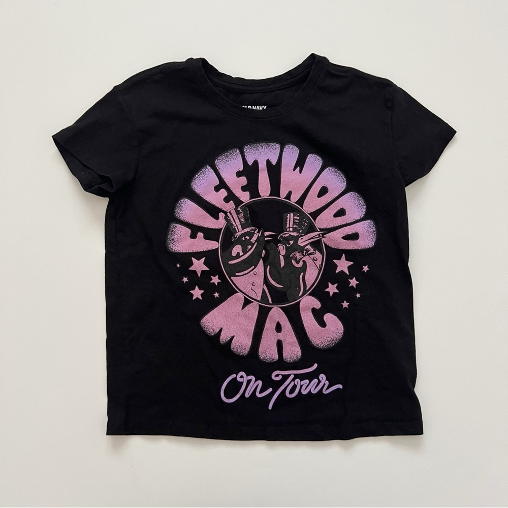 Old Navy Kids Black and Pink Fleetwood Mac T-Shirt size 10/12